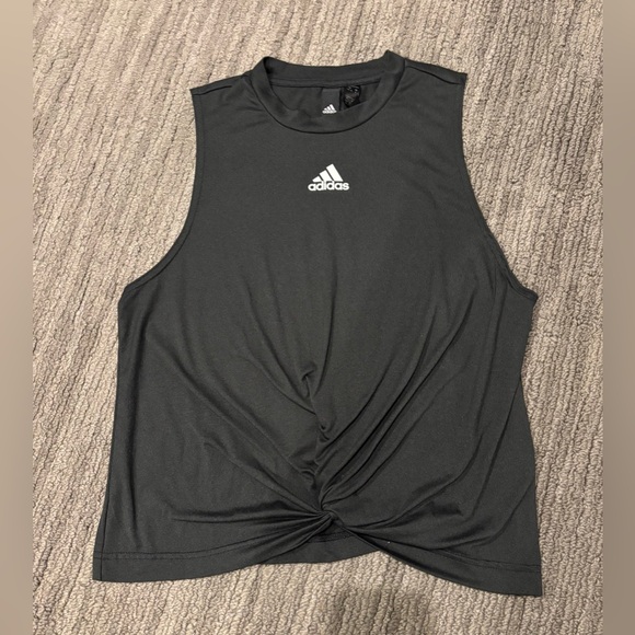 Adidas Black Twist Front Muscle Tee - Picture 1 of 13